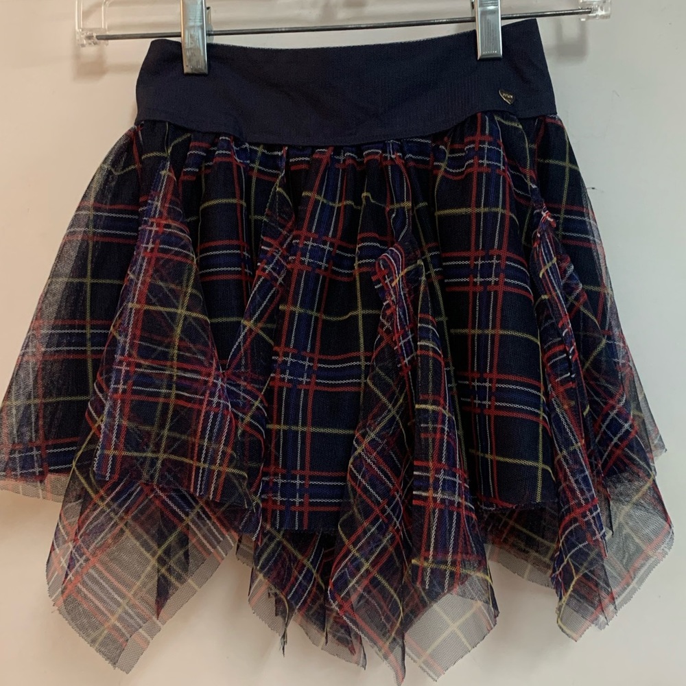 Juicy Couture Girls Layered Tartan Print Skirt
